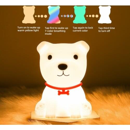2021 new cute dog silicone lamp bedside lamp creative cute dog lamp USB night light silicone soft