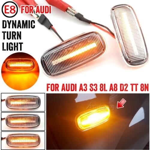 2X LED Dynamic Side Marker Turn Signal Light Indicator for Audi A3 S3 8L 2000-2003 A8 D2 1999-2002 TT 8N 2000-2006