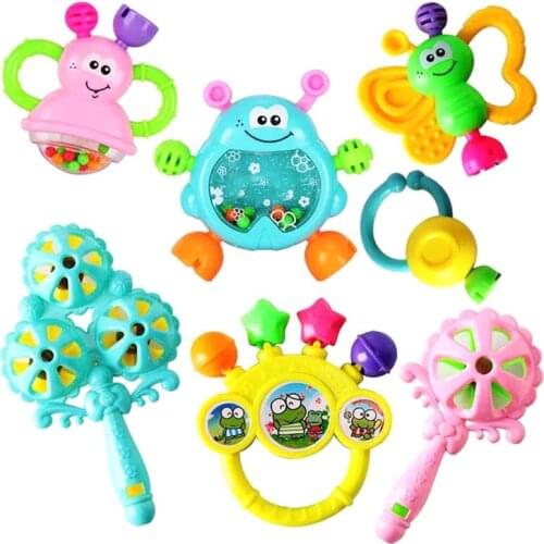 7pcs/Set Baby Rattles Toys 0-12 Months Newborn Musical Animal Hand Jingle Shaking Bells Newborn Teether Toys Kids Hand Toys
