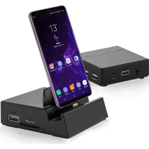 8 in 1 USB-C Hub Type-C to HDMI TF USB 2.0 Docking Station Phone Holder Adapter