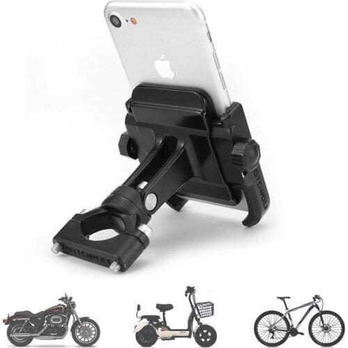 Aileap PH-03 Aluminum Motorcycle Phone Mount Adjustable Anti Shake Metal Bike Phone Holder for Devices up to 3.7" Width (Black)