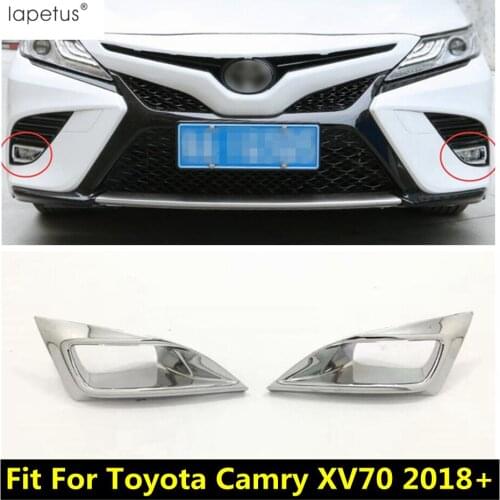 Lapetus Accessories Fit For Toyota Camry XV70 2018 - 2021 ABS Chrome Front Bumper Fog Lights Foglight Lamp Frame Cover Trim Kit