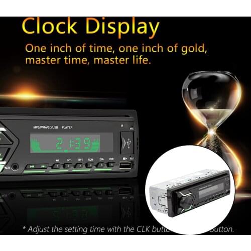 12V Bluetooth Car Stereo Radio Receiver Built-in Microphone USB Port 7 Color