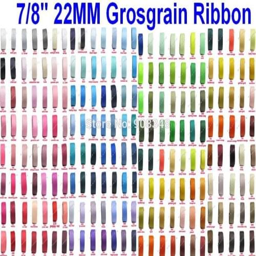 7/8'' 22mm 100% polyester solid color grosgrain ribbon plain Color ribbon Hair bows Accessories 196 colors IN STOCK GR022-2