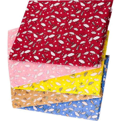 Cotton Patchwork Fabrics Crafts Dolls Textile Sewing Cloth Dark Red Color Cartoon Umbrella Style Fat Quarter Telas Tecido Tilda