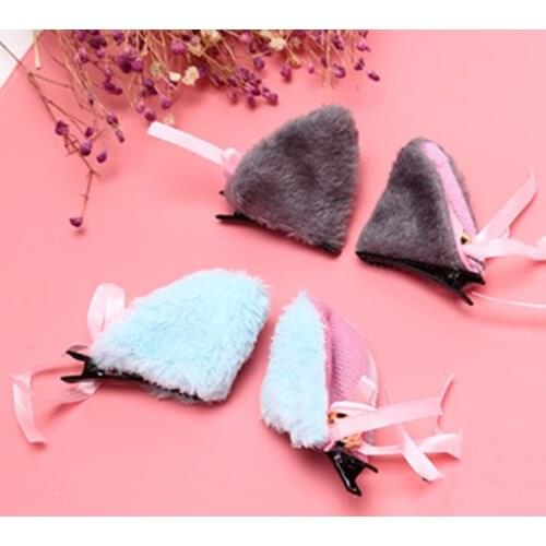 Women Cat Ears With Bell Hair Clip Cosplay Party Fox Long Fur Costume Hair Clip Hair Cat Ear Hair Clips Halloween Gift