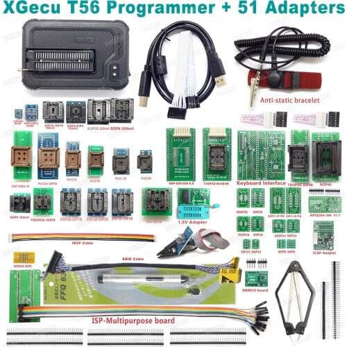 Hot Sale XGecu PRO T56 Universal Programmer +51 Adapters 24/25/26/93 Serial EEPROM, 27/28/29/36/37/39/49/50 EPROM