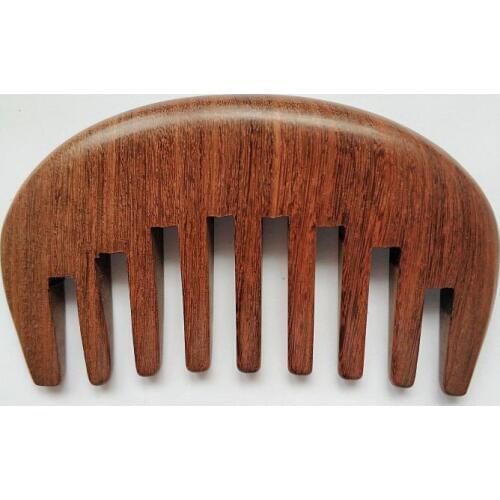 Natural Black Gold Sandalwood Wide Tooth Comb For Men Beard & Women Hair Care Customize Logo Pocket Size 3.7inch