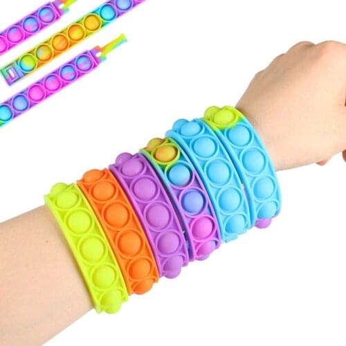 Fidget Toys for Children Push Popet Dimple Bracelet Decompression Toy for Adults Girls Antistress Press Its Bubble Sensory Toys