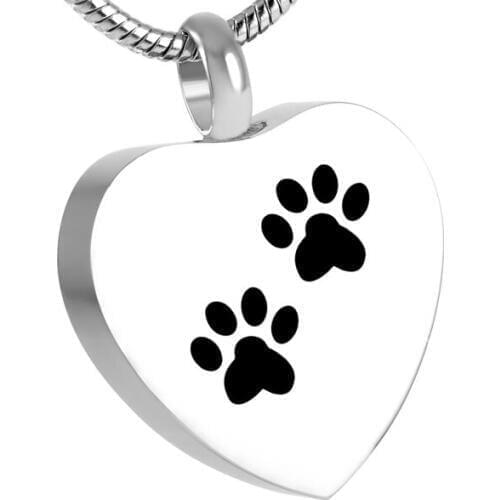 IJD8446 Pet Keepsake Necklace Hot Sale Double Dog Paw Print In My Heart Cremation Jewelry ashes keepsake Pendant Stainless Steel