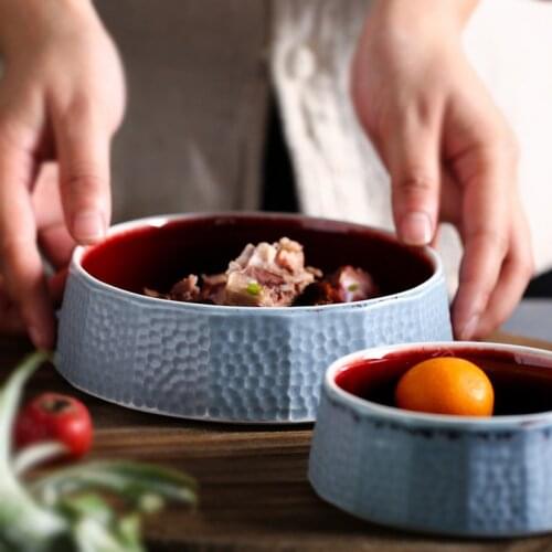 Nordic Retro Ceramic Bowl Restaurant Irregular Dessert Fruit Bowl Household Creative Soup Bowl Featured Tableware CN(Origin)
