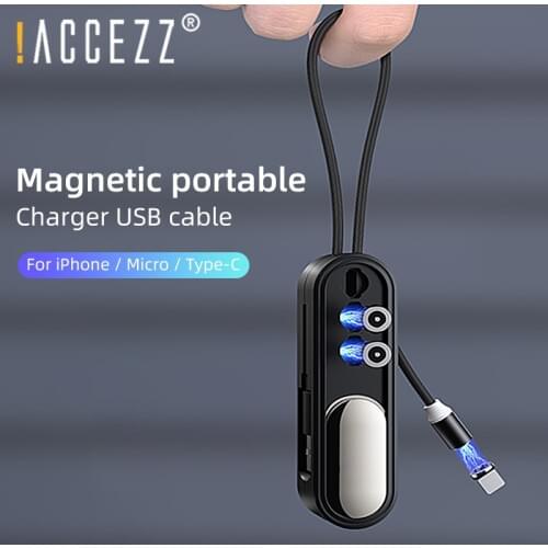 !ACCEZZ Magnetic Cable For iPhone XR 6S 7 8 Plus Realme 6 Xiaomi mi 9 Portable Universal Micro USB Type C Cable Phone Wires Cord