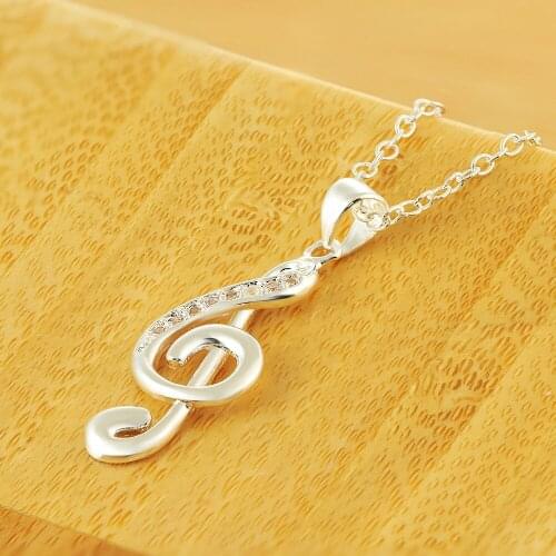 Fashion Simple 925 Silver Necklace Musical Note Pendant Silver Chain Wedding Wedding Jewelry Gift