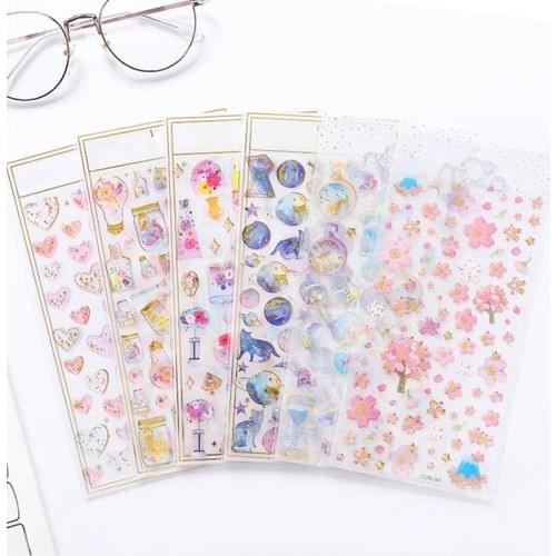Cartoon Scrapbookin Diary Album Stickers Puffy Crystal 1Sheets Laptop Carnet Gift Refrigerator Mobile Phone Decoration Pink Cute