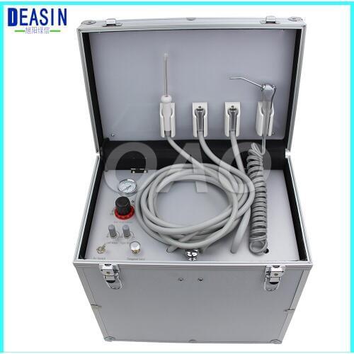 New Portable Dental Unit with High And Low Speed HP Pipe,3 Way Syringe, Oilless Air Compressor, Water bottle, Foot Control
