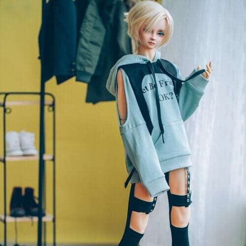 BJD Doll Clothes Blue off-Shoulder T-shirt Black Stretch Legging Vest 3PCS Suitable for 1/4 1/3 Uncle ID72 SOOM Doll Accessories
