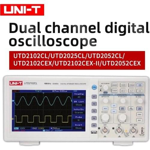 UNI-T UTD2102CL Portable Digital Oscilloscope 100MHz 2 Channel 500Ms/S USB Oscilloscope UTD2052CL 50M