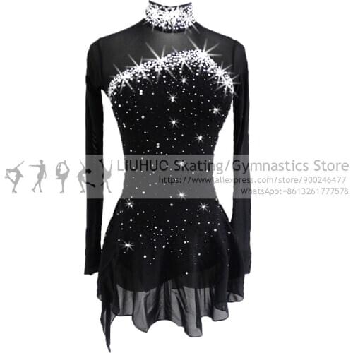 Figure Skating Dress Girls ballroom black Quality Crystals latin pole wear Leotards Teens Skating dress women Exotic dancewear