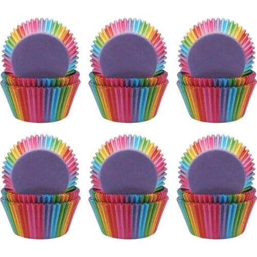 Cupcake Cases 600Pcs Cake Paper Wrapper Baking Cases Rainbow for Muffin Dessert Wedding Party Birthday Thanksgiving Day