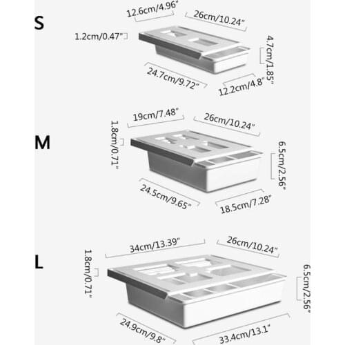 Self Adhesive Under Desk Drawer Hidden Organizer Storage Box Holder Stationery X7YD