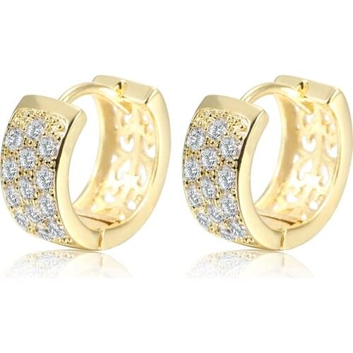 Romantic Hollow Gold Color Hoop Earrings Luxury Rhinestone Crystal Hoop Earrings Charming Jewelry Chic Birthday Gifts For Women