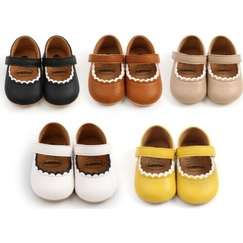 Spring Baby Girls Princess Shoes Newborn Toddler Casual PU Leather Solid Color First Walker Infant Soft Non Slip Shoes Yellow