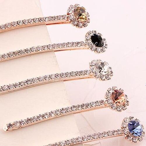 Fashion Women Girls 6 Colors Hairwear Crystal Rhinestone Hair Clip Barrette Hairpin Wholesale Hair Accessories 1PCS