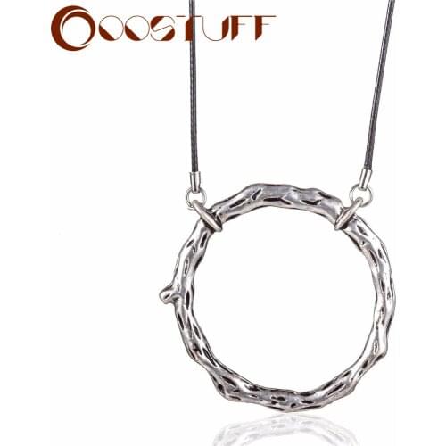 2020 New Coming Statement necklaces&pendants Vintage Silver Color Cricle Pendant Long Necklace Women collares mujer colar choker