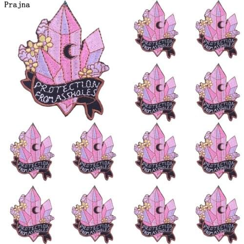 Prajna 10 PCS Crystal Flower Embroidered Patches For Clothing Thermoadhesive Patches Cartoon Applique Patches On Clothes Sticker