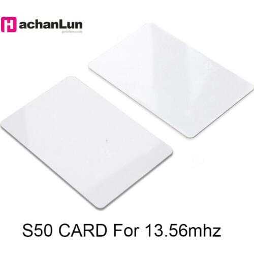 100pcs/Lot 13.56Mhz RFID Card Tag 0.8mm MF S50 System Thin For Access Control Time Proximity IC Smart CardAttendanceISO14443A