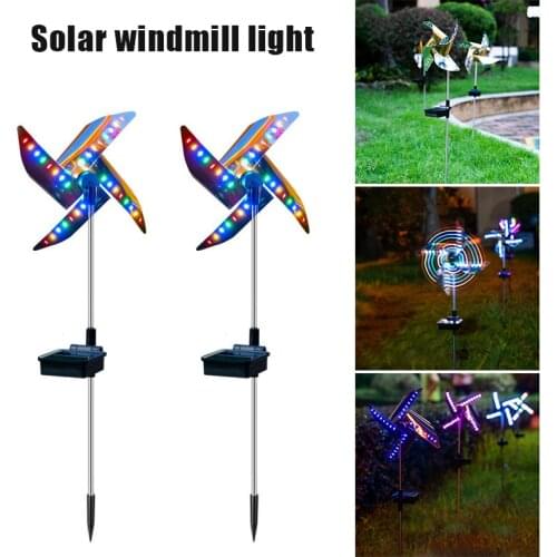 2 PCS Solar Rotating Windmill Landscape Light Outdoor Waterproof Inserting Decorative Garden LED Lamp Garden Decoration Outdoor