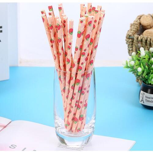 25Pcs/lot Paper Drinking Straws Fruit Wedding Hen Party DIY Decoration Table Birthday Boy Girl Baby Shower Adult Kids Supplies