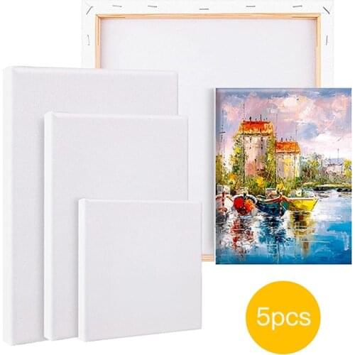 5pcs/Set Wood Painting Frame Cotton White Stretched Canvas Frame For Drawing Painting DIY Canvas Painting Supplies