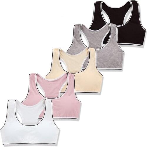 5pcs/lot Girls Training Bra Underwear Teenage Puberty Girl Wireless Bralette Vest 8-14Years