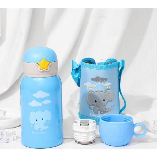 600ml Baby animal Feeding Cup leak-poof thermal Cup Stainless Steel Milk Thermos for Children Insulated hot water Bottle