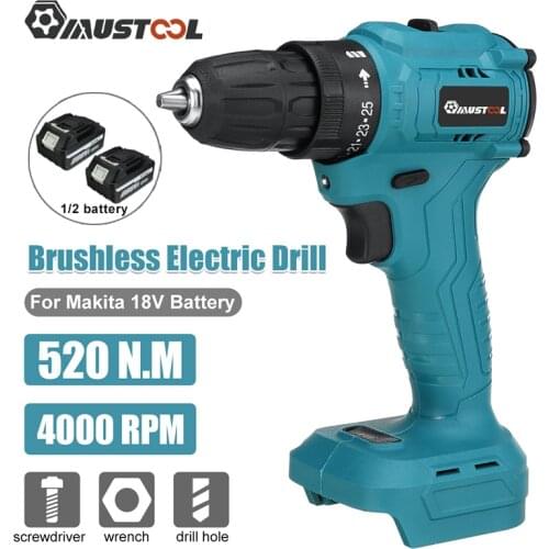 MUSTOOL 3 in 1 Cordless Electric Impact Drill 10mm 25+3 Torque 2 Gears Brushless Electric Screwdriver With 288VF Li-ion Battery