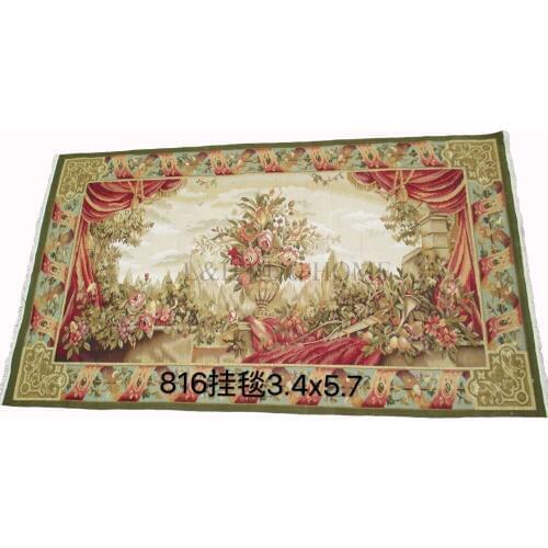 Free shipping 3.4'X5.7' 100% Wool Aubusson Tapestry 100% handmade Square Tapestry carpet wall tapestry