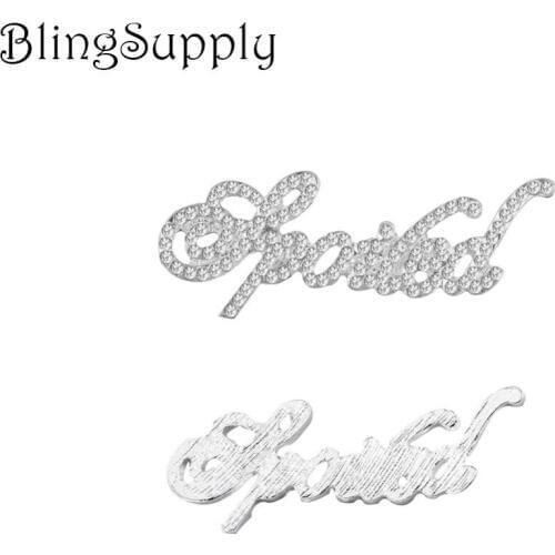 Free shipping 50PCS 50*20mm flatback spoiled rhinestone button word letter(BTN-5602)