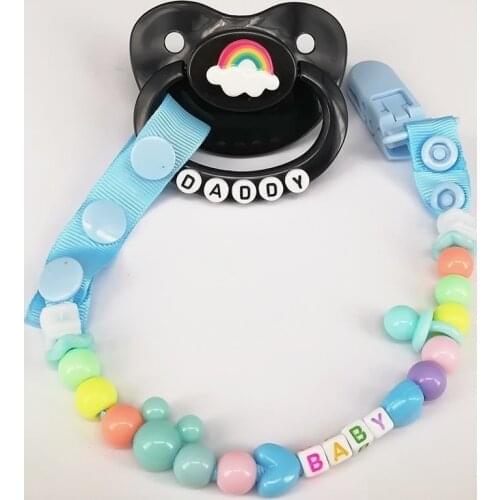 Ddlg Adult Baby Pacifier Large Size with Clip Chain Adult Pacifier ABDL Dddy Dummy Little Girl Pacifier Clip Holder adult paci