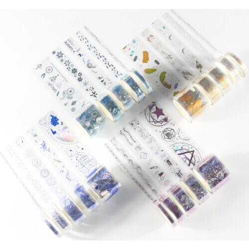 Domikee cute kawaii foil transparent PET decorative DIY journal planner diary washi masking tape set stationery supplies 5pcs
