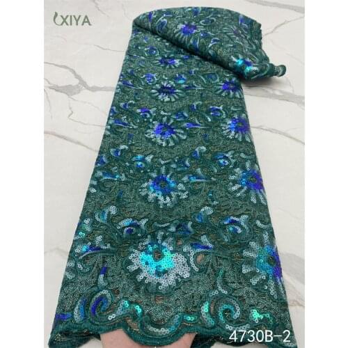 French Mesh Lace Fabric with Sequins African Lace Fabric High Quality Nigerian Sequence Laces for Party Wedding APW3496B