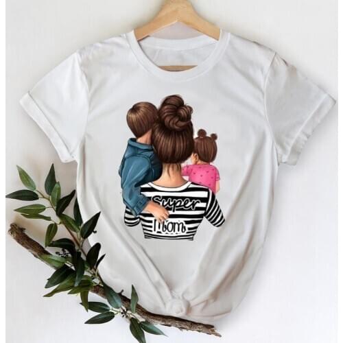 T-shirts Women 2021 Striped Boy Girl Fashion Mama Mom Mother Love 90s Clothes Graphic Tshirt Top Lady Print Female Tee T-Shirt