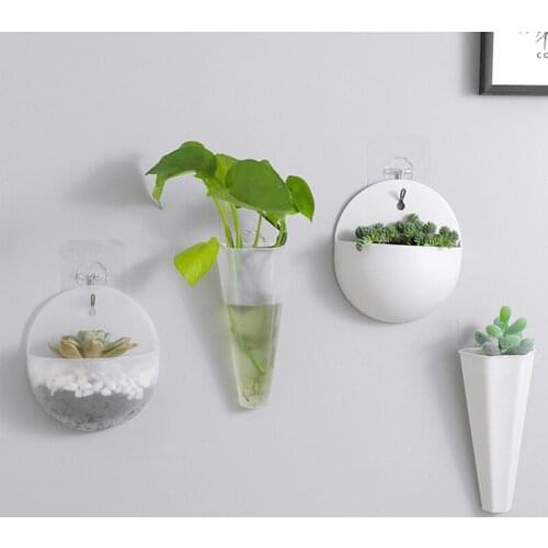 Hydroponic Vase Wall Plastic Wall Hanging Plant Flower Pot Creative Balcony Indoor Bonsai Flower Transparent Garden Decoration