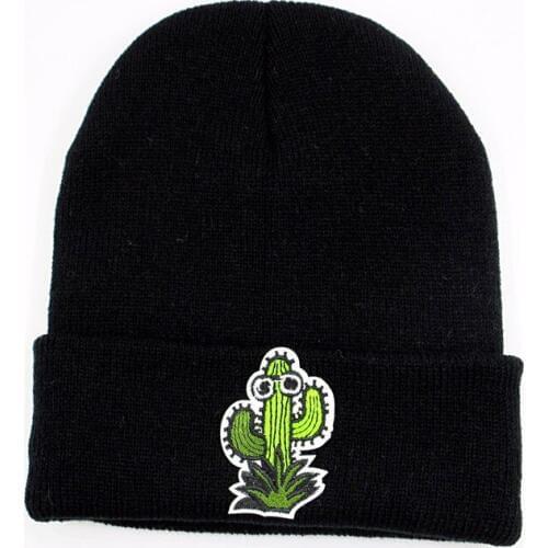 Cotton Cartoon cactus embroidery Thicken knitted hat winter warm hat Skullies cap beanie hat for men and women 26