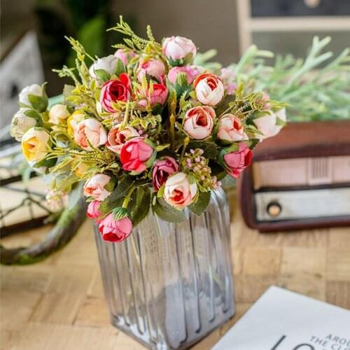 15 Head Artificial Rose Flowers Autumn Winter Decoration For Living Room Diy Home Table Decor Centerpieces Silk Fake Flowers