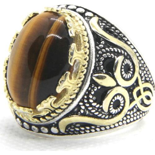 Size 8-12 Newest Design 925 Sterling Silver Tiger Eye Ring S925 Fashion Popular owl Cool Silver Ring