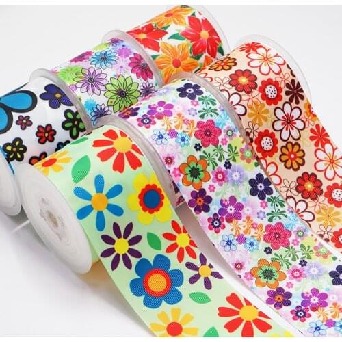 10 Yards Flower Printed Grosgrain Ribbon For Hair Bows DIY Crafts Handmade Accessories 51662