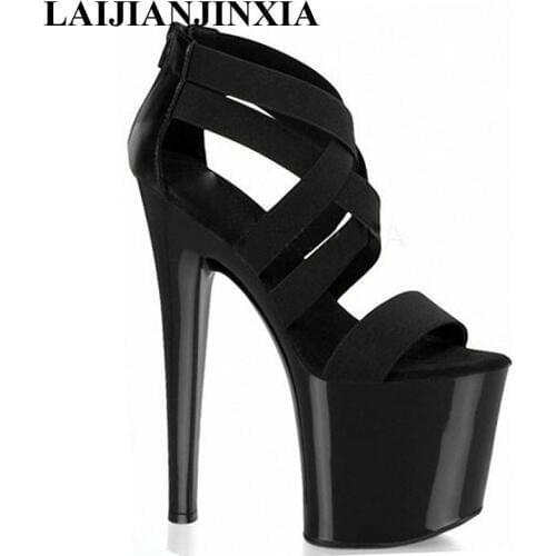 LAIJIANJINXIA Brides wedding shoes, steel pipe dancing shoes, sexy suede Roman style 20 CM ultra high heel sandals Dance Shoes