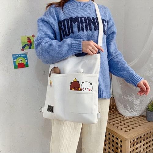 Cute Girls Canvas bag Kawaii women messenger bags Cartoon Anime Printed shoulder bag Japanese Harajuku students Crossbody Bags