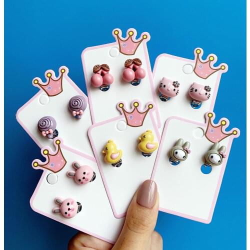 Cute earrings ear clips without pierced for girl cartoon small animal earrings gifts for princess babies fake earrings anti-pain